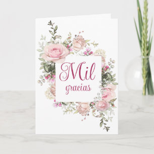 Remerciements Mil Gracias, Tarjeta En Español, Carte de remercie