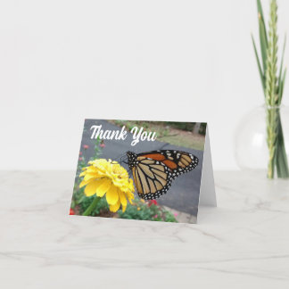 Remerciements Monarque Sipping Yellow Zinnia Carte de remercieme