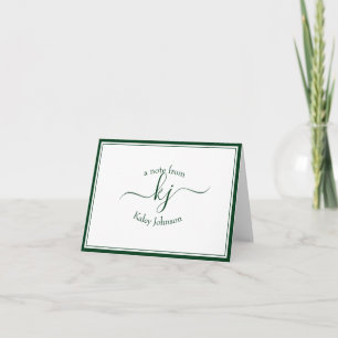 Remerciements Monogramme Forêt Vert Du Bureau De La Carte Note