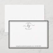 Remerciements Monogramme Gris Blanc Du Bureau De La Carte Note (Devant / Derrière)