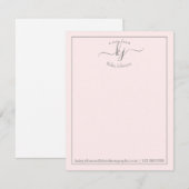 Remerciements Monogramme Script Blush Du Bureau De La Carte Note (Devant / Derrière)