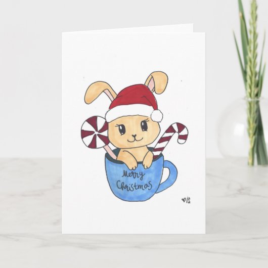 Remerciements Noël 1 Bunny Noël Carte de vacances (Devant)