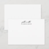 Remerciements Noir Blanc Juste Un Nom De Note Script Carte Note (Devant / Derrière)