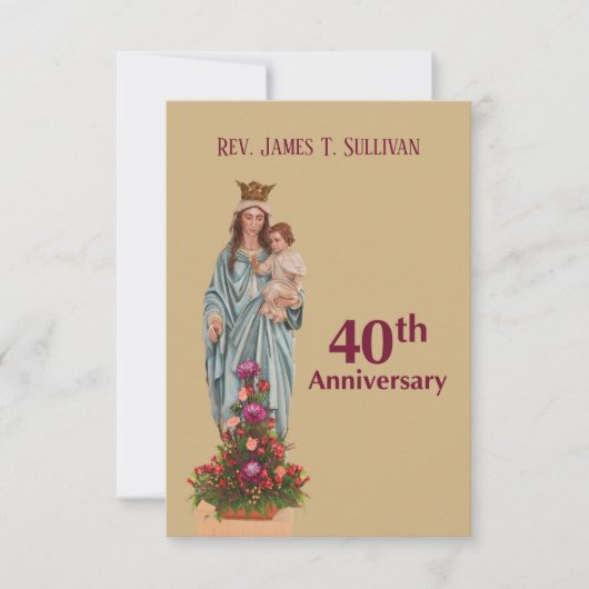 Remerciements Nom de la carte de prière 40e anniversaire de l'or (Devant)