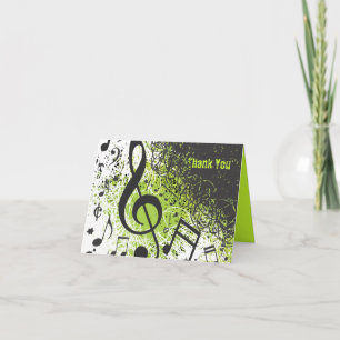 Remerciements NOTES MUSICALES CRAZY Bar Bat mitzvah Carte de rem