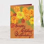 Remerciements Octobre Anniversaire Carte Florale de Marigolds/ C (Devant)