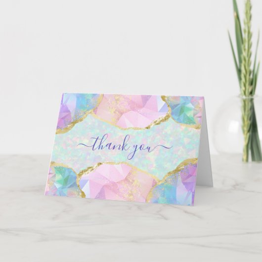 Remerciements Opal Gemstone Pastel Iridescente Carte de remercie (Devant)