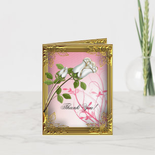 Remerciements Or de rose blanc de rose d'élite de carte de