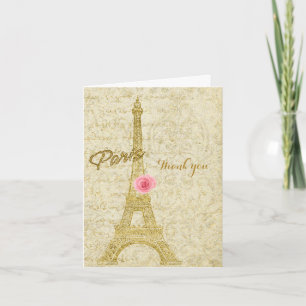 Remerciements Or de Tour Eiffel de Paris et carte élégante