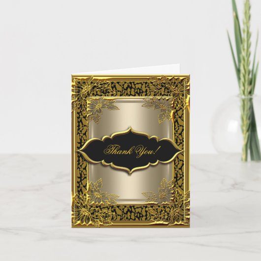 Remerciements Or élégant de noir de café de carte de (Devant)