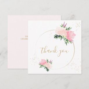 Remerciements Or rose Floral Anniversaire Plat Carte de remercie