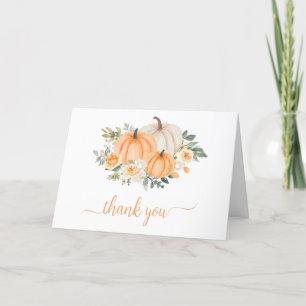 Remerciements Orange Fall Floral Citrouille Carte de remerciemen