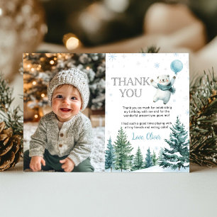 Remerciements Ours polaire d'hiver Anniversaire Carte de remerci