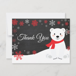 Remerciements Ours polaire d'hiver Flocon de neige Carte de reme