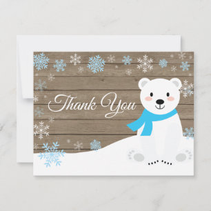Remerciements Ours polaire d'hiver Flocon de neige Carte de reme