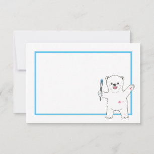 Remerciements Ours polaire mignon Dessin plat simple / Carte de 