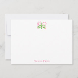 Remerciements Papillon rose nuptiale Carte de note personnalisée