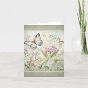 Remerciements Papillons Dans Le Jardin Carte De Note De Style Vi
