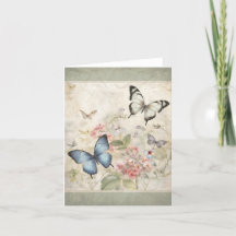 Papillons dans le jardin carte de note de style vi