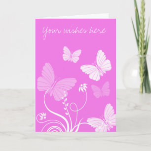 Remerciements Papillons roses Carte de voeux