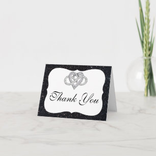 Remerciements Parties scintillant noire Infinity Heart Carte de