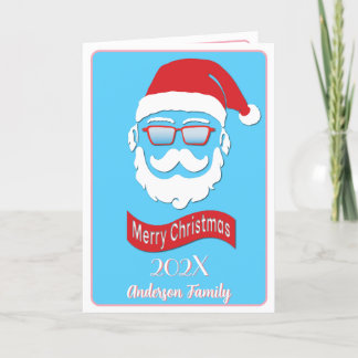 Remerciements Père Noël drôle hipster style carte de Noël