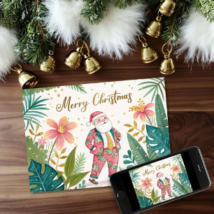 Remerciements Père Noël tropicale dans une carte de Noël Casquet