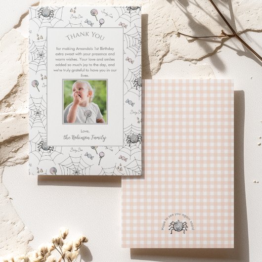 Remerciements Petit Bébé Bébé Halloween Araignées Carte de remer