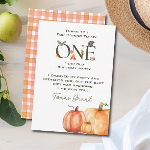 Remerciements Petit Citrouille Premier anniversaire Carte de rem