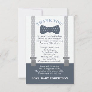Remerciements Petit Homme Carte de remerciements, Bleu, Gris