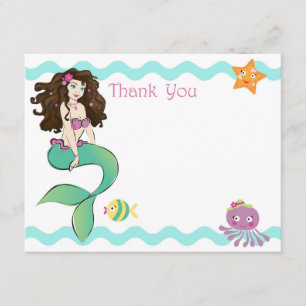 Remerciements Petite carte de note mignonne de sirène 2