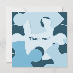 Remerciements Pièces de puzzle amusantes en bleu Carte de remerc