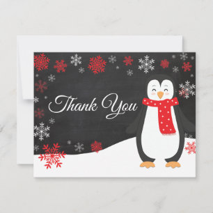 Remerciements Pingouin d'hiver Flocon de neige Carte de remercie