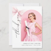 Remerciements Pink Bow Photo Graduation Arch Carte de remercieme (Devant)