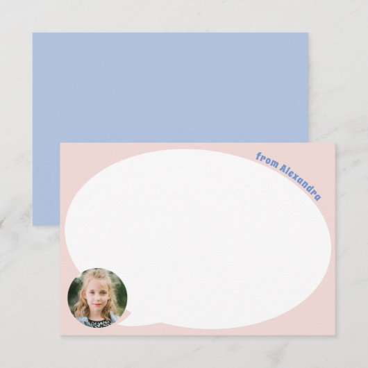 Remerciements Pink Kid Photo and Speech Buble Carte de remerciem (Devant / Derrière)