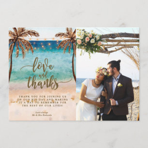 Remerciements plage de carte photo d'amour et de mercis