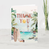 Remerciements Plage de surf | Carte de remerciement bohème d'été (Devant)