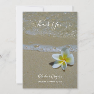Remerciements Plumeria Frangipani sur le sable Mariage Carte de 