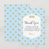 Remerciements Points Bleus et Or Royal Crown Prince Carte de rem (Devant / Derrière)