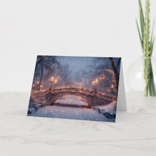 Remerciements Pont couvert de neige - Carte de Noël