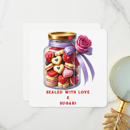 Remerciements Pot à biscuits - Carte de la Saint-Valentin (Devant/Arrière en situation)