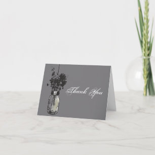 Remerciements Pot de maçon et carte de note de fleurs sauvages