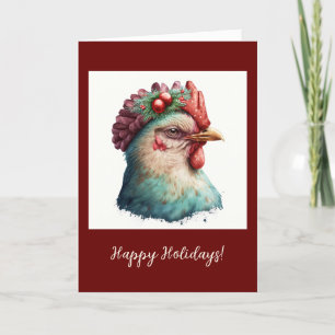 Remerciements Poulet Festif Plié Fête / Carte de Noël