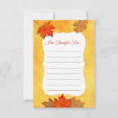 Remerciements Pour Les Cartes D'Action De Grâce Or (Dos)