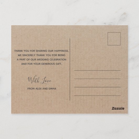 Remerciements pour mariage | Carte postale de scri (Dos)