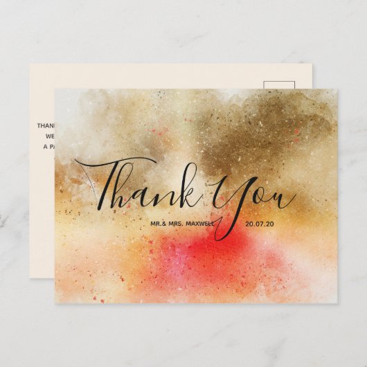 Remerciements pour mariage | Carte postale de scri (Devant / Derrière)