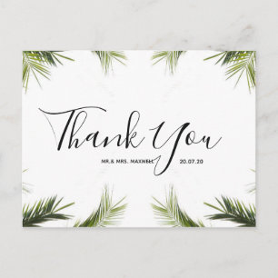 Remerciements pour mariage   Carte postale Green T