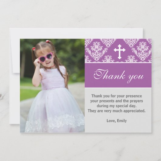 Remerciements Pourpre fait sur commande de carte photo de note (Devant)
