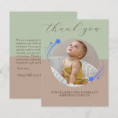 Remerciements Première étoile de tir d'anniversaire Carte de rem (Devant / Derrière)