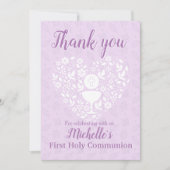 Remerciements Première Sainte Communion Fille Flat Carte de reme (Devant)
